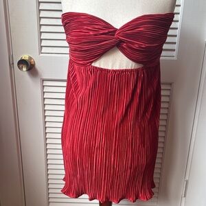 Hello Molly LIVING UPTOWN PLISSE STRAPLESS MINI DRESS RED size 10